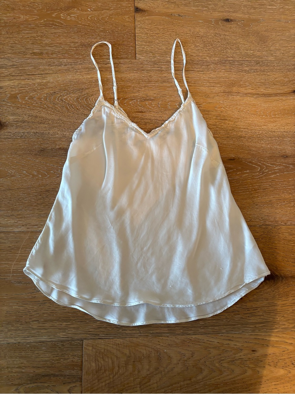 Babaton Silky White Spaghetti Strap V-Neck Cami